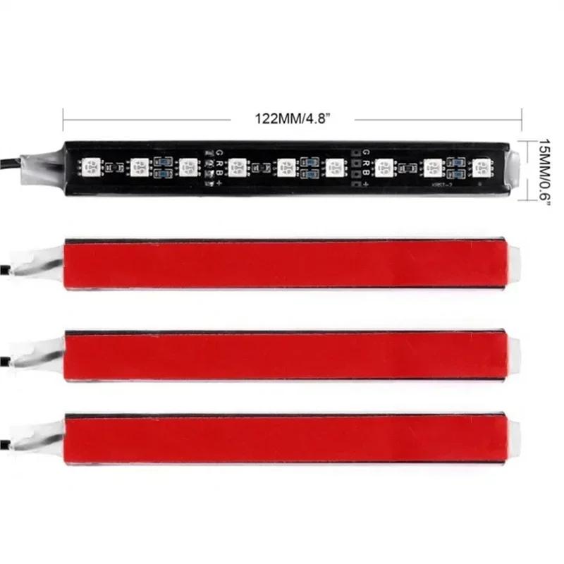 Car Interior RGB LED Strip Lights 12V Color Changing Ambient Lighting with Remote Control for Vehicle Decoration 1 Set