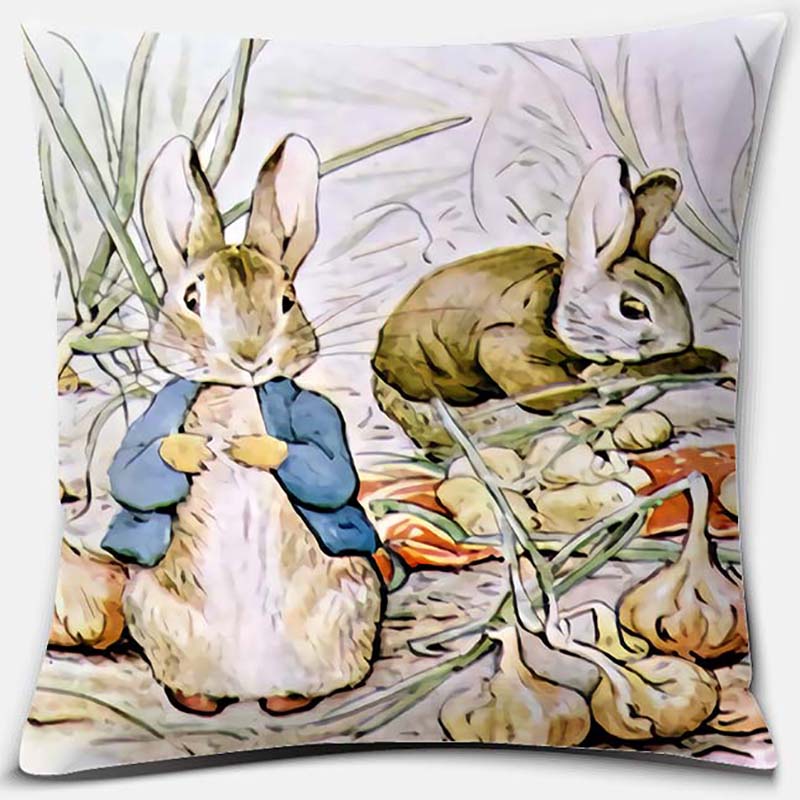 Cute Cartoon Rabbit Printing Series Pattern Pillowcase Square Pillowcase Home Office Decoration Pillowcase