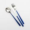 3-Piece Korean Colorful Blue-Silver Eco-Friendly Portable Travel Cutlery Dinnerware Set 304 Stainless Steel Knife Fork Spoon Set