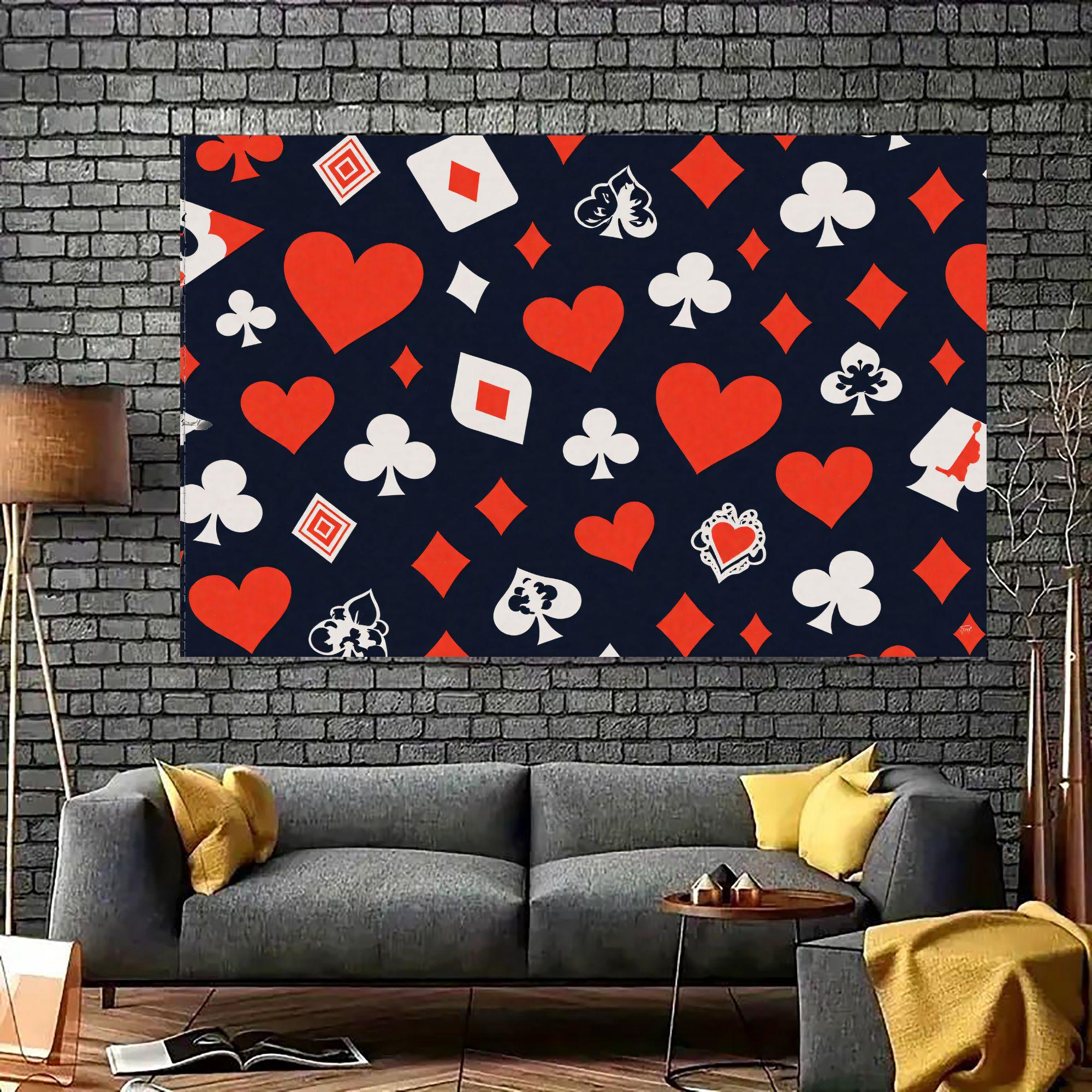 

Full suit pattern of playing cards printing polyester wall tapestry suitable for use in living rooms bedrooms offices bars party 74x94cm(29x37in)