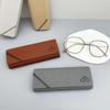 Striped Leather Eyeglasses Case Minimalist Portable Stylish Spectacle Holder Box for Men Boys Students