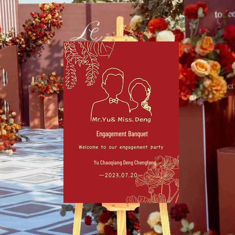 Custom Wedding Ceremony Welcome Sign: Engagement Directional Decor with Water Background