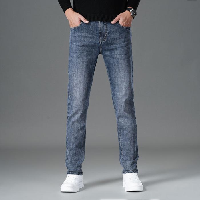 

2024 осень/зима джинсы мужские облегающие прямые брюки деловые повседневные брюки мужские брюки 40 синий/серый