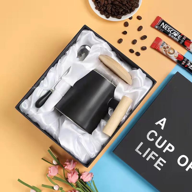 Qi Tai Wooden Handle Conical Ceramic Mug