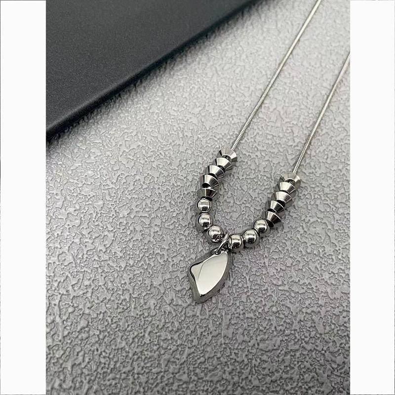 Geometric Stainless Steel Collar Necklace With Polished Finish For Minimalist Style