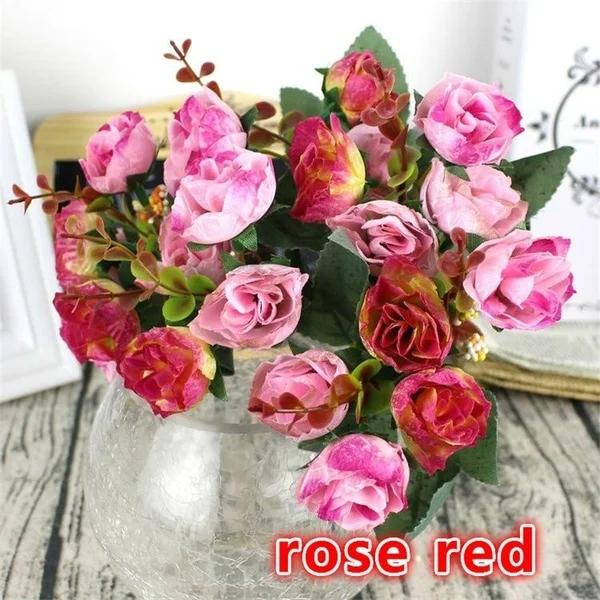 21 Heads Artificial Rose Garden Flower Arrangement Decor Home Decorative Flowers Artificial Silk Rose Artificial Rose Flowers