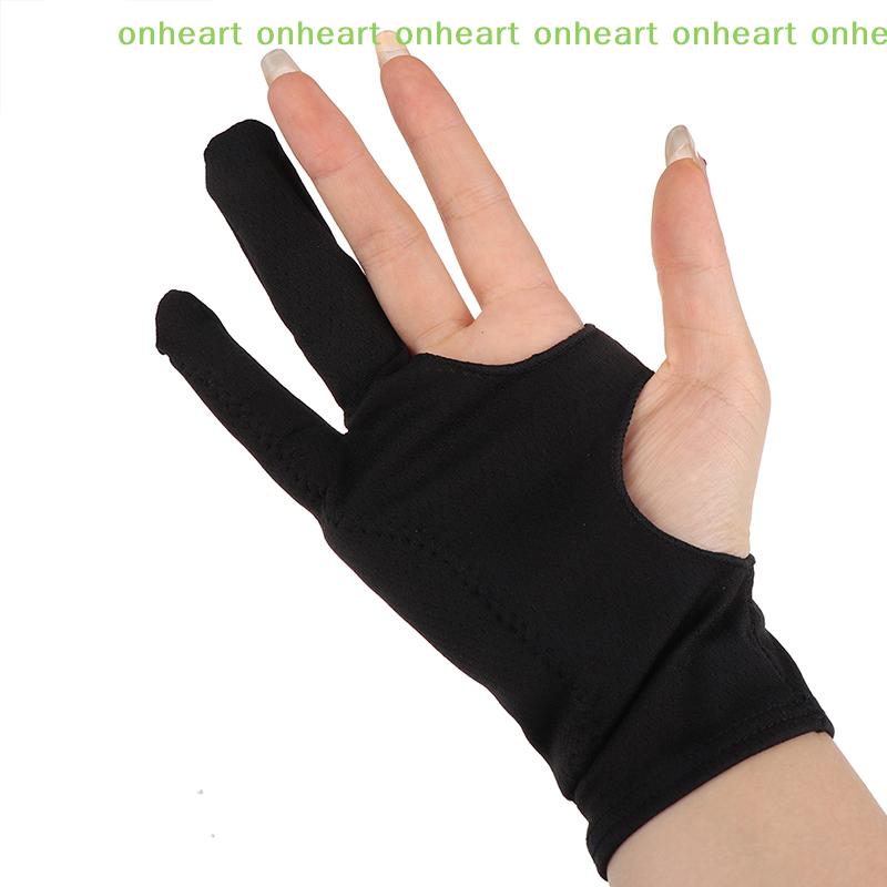 [C]Black 2 Finger Anti-Fouling Glove For Any Graphics Drawing Tablet Right And Left Hand Artist Drawing