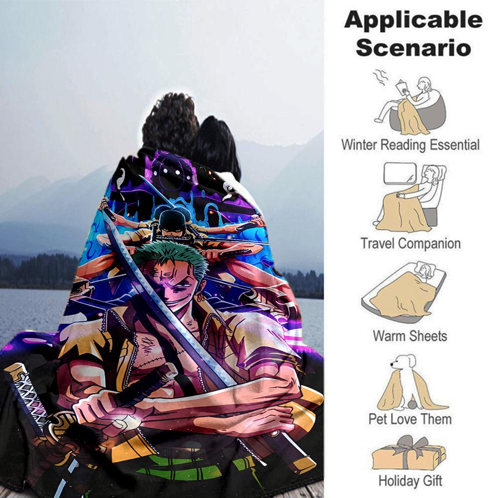 Zoro'S Epic Swordsmanship Flannel Blanket Super Soft Warm Cozy Blanket For Sofa Bed Office Travel Allseason Home Decor Gift