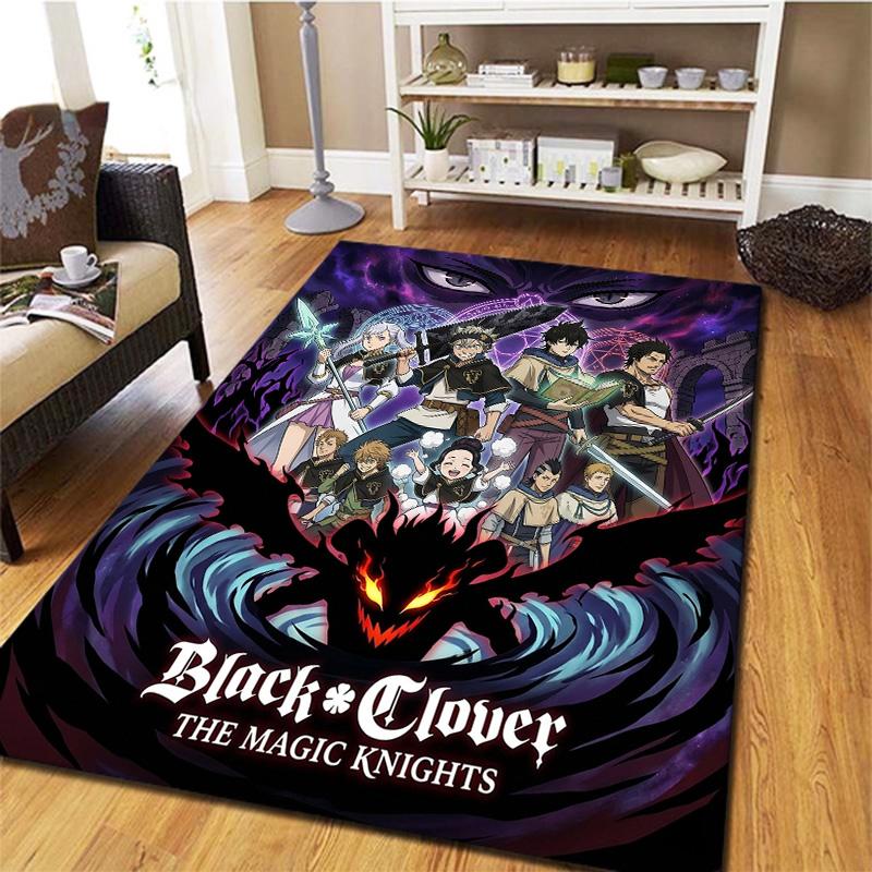 Black Clover Carpet Rug For Living Room Bedroom Home Sofa Decoration Kids Play Nonslip Floor Mat