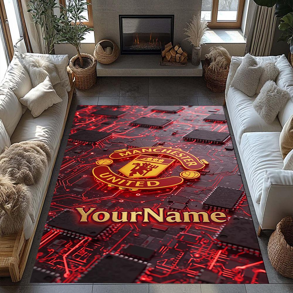 Manchester Customizable Name Area Rug Perfect for Balcony Game Room Entryway Kitchen Antislip Carpet Office home decor