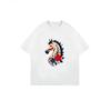 Wit T-shirt met Paard en Bloemenmotief voor Casual Kleding