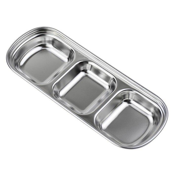 

304 Stainless Steel 3-compartment Dip Tray Seasoning Sauce Seasoning Tray BBQ Restaurant Cutlery
