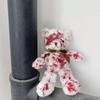 Bloody Damaged Bear Doll with Realistic Wounds PP Cotton Texture for Gothic Themed Event and Spooky Home Displays