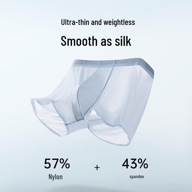 Yiershuang Men's 3A Antibacterial Cool Ice Silk Boxer Briefs 2-Pack