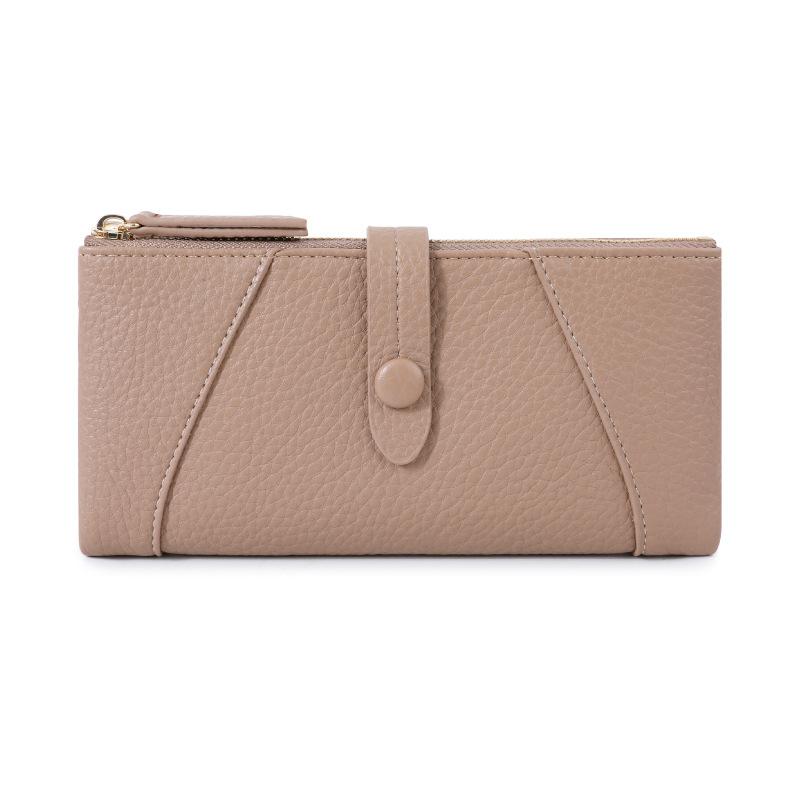 

Женский длинный кошелек-клатч из мягкой кожи, держатель для монет и карт 18.5 * 9.5 * 3cm бежевый