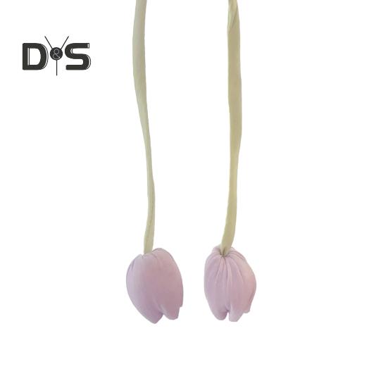 Tulpenknospen-Bandstoff-Riemen mit Tulpenknospen-Haaraccessoire, handgefertigt, Tulpen-Gardinenhalter für DIY-Projekte, Heimdekoration