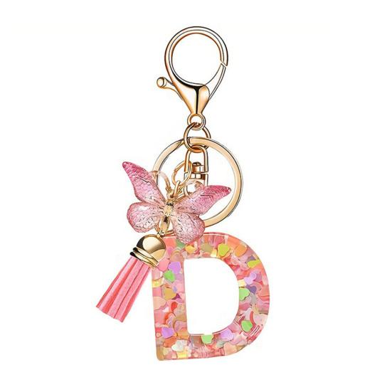 Heart Keyring Keychain Pendant Epoxy Resin Pink 10.7 Cm/4.21 In 1 Pc