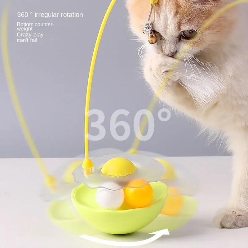 Tumbler Cat Toy Removable Stick Feather Scratching Ball Anti-Bite Turntable Interactive Toy For Small Cats, Kitten Interesting Pet Supplies