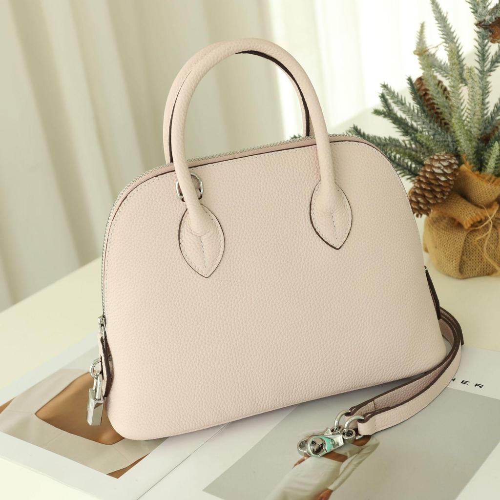 Classic Cowhide Bowling Handbag 2025 - Simple, Versatile Shell Messenger Bag