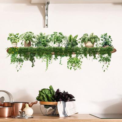 Potted Plants Shelf Wall Sticker Waterproof PVC Self-adhesive Living Room Bedroom Home