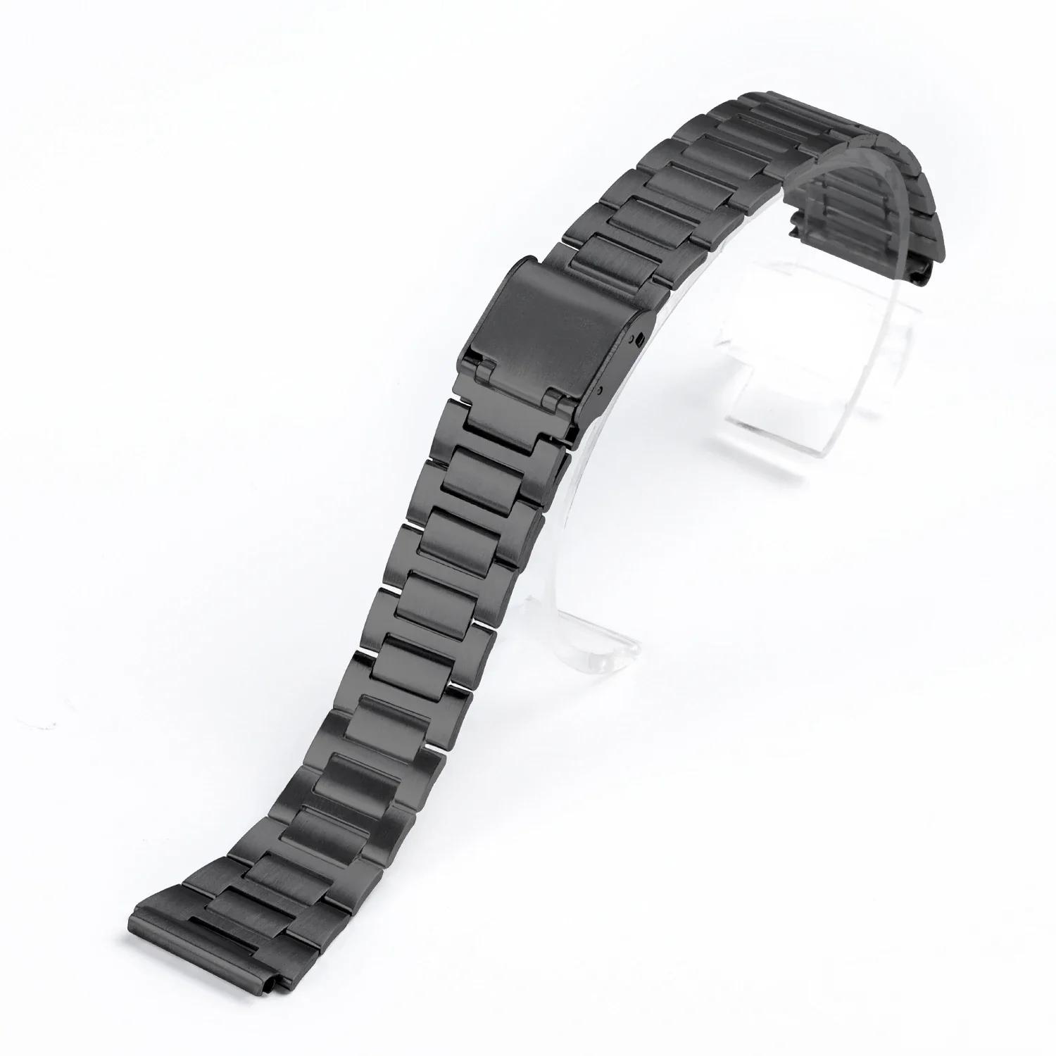 

18-мм металлический ремешок для часов Casio F108 F-91W A158W A168 F105 AE1300 AE1200, браслет из нержавеющей стали, мужские женские аксессуары для часов 18mm чёрный
