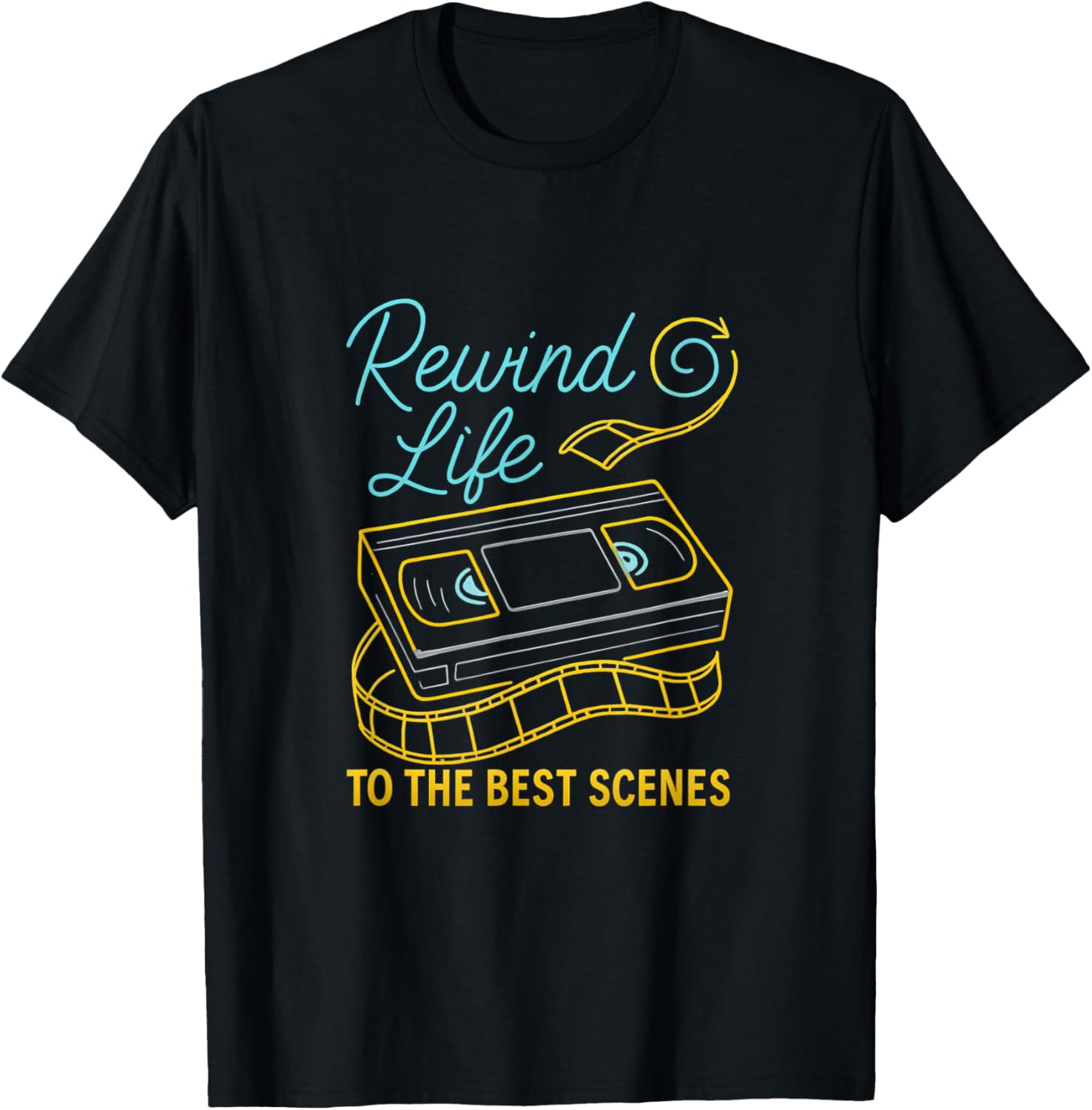 

Retro Neon Rewind Movie Humor Film Buff Design T-Shirt 5XL різнокольоровий