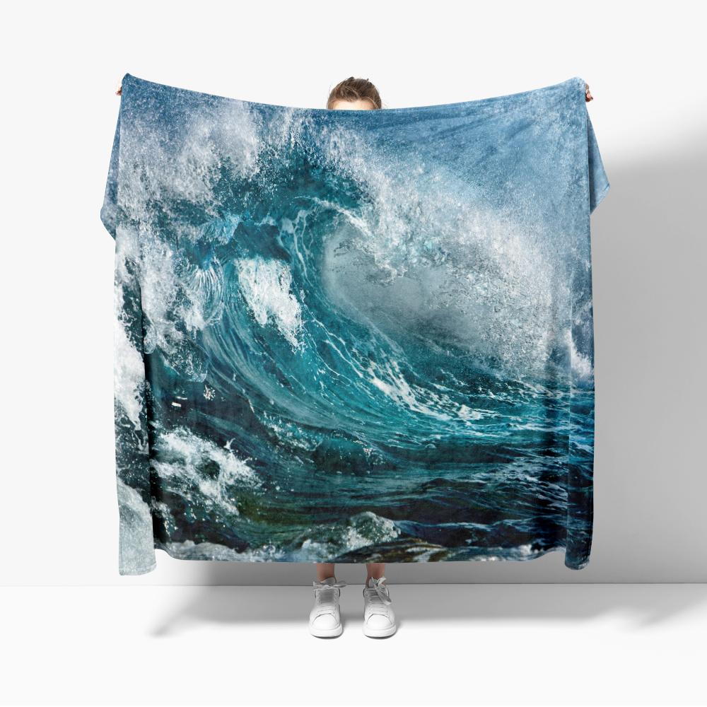 The Great Wave off Kanagawa Flannel Blanket for Sofa Decoration Art Out Door Decoration Sea Surf Blanket Throw Blankets For Bed
