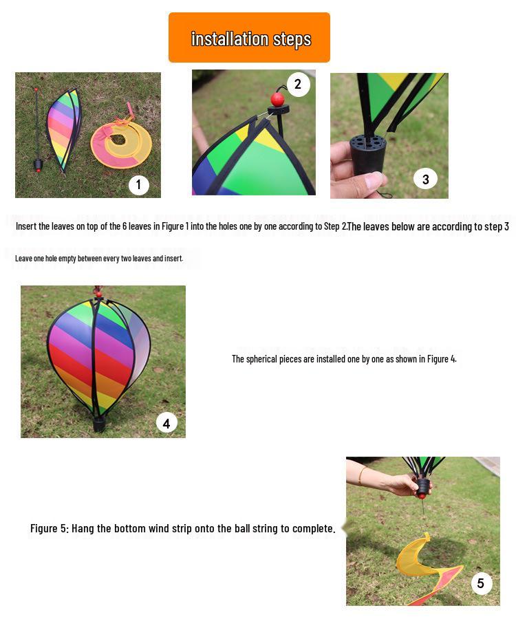 Rainbow Hot Air Balloon Wind Spinner: Rotating Seven-Color Garden Pinwheel with Sequins for Outdoor Decoration