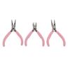 3Pcs Pink Jewelry Pliers Round Needle Diagonal Nose Carbon Steel Sturdy Durable Pliers Set for Crafts DIY