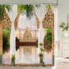 Rural Garden Flowers Seaside Scenery Shower Curtain Waterproof Bathroom Curtains Beautiful Sea Landscape Bath Screen with Hooks