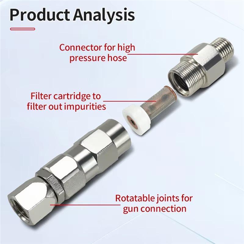 SHGO-High Pressure 360° Swivel Joint 1/4-Inch Airless For Spray Hose With Filter For Spray Pipe Connector Accessory