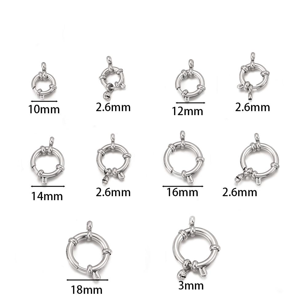 2pcs Stainless Steel Spring Clasps 10-18mm Round Sailor Clasp Bracelet Connector DIY Clavicle Necklace Supplies Jewelry Findings