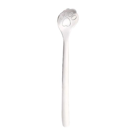1/2/3Pcs Stainless Steel Teaspoon Cat Paw Design Mixing Spoon 1pc серебряный
