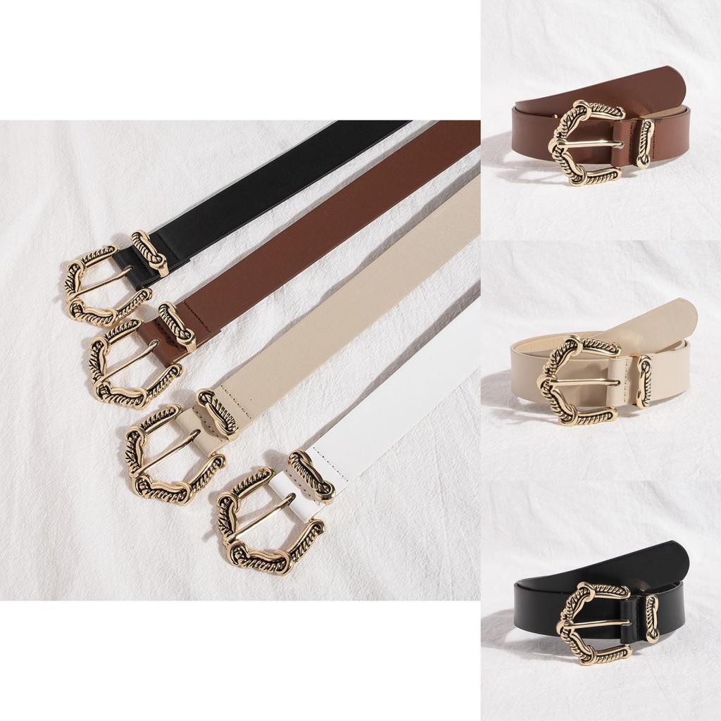 Womens Chic Faux Leather Belt With Alloy Buckle For Elegant Office Fashion