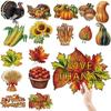 32 Pcs Vintage Thanksgiving Cutouts Fall Harvest Cutouts Cornucopia Decorative Sets Retro Give Thanks Accents Pumpk Leaves Turkey Decor for Office