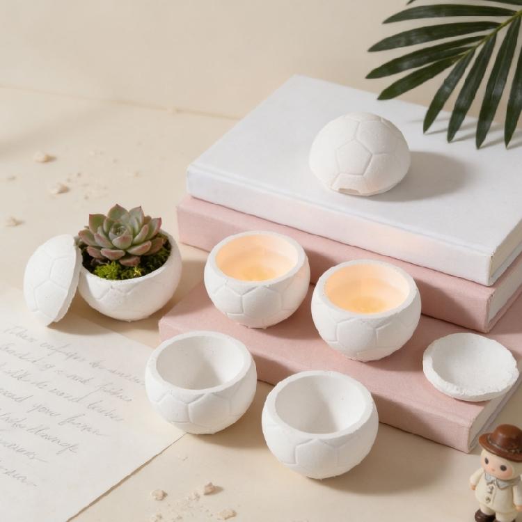 Soccer Shape Silicone Candle Molds Football Resin Jar Mould With Lid For Crafting Candle Soaps And Festival Decoration