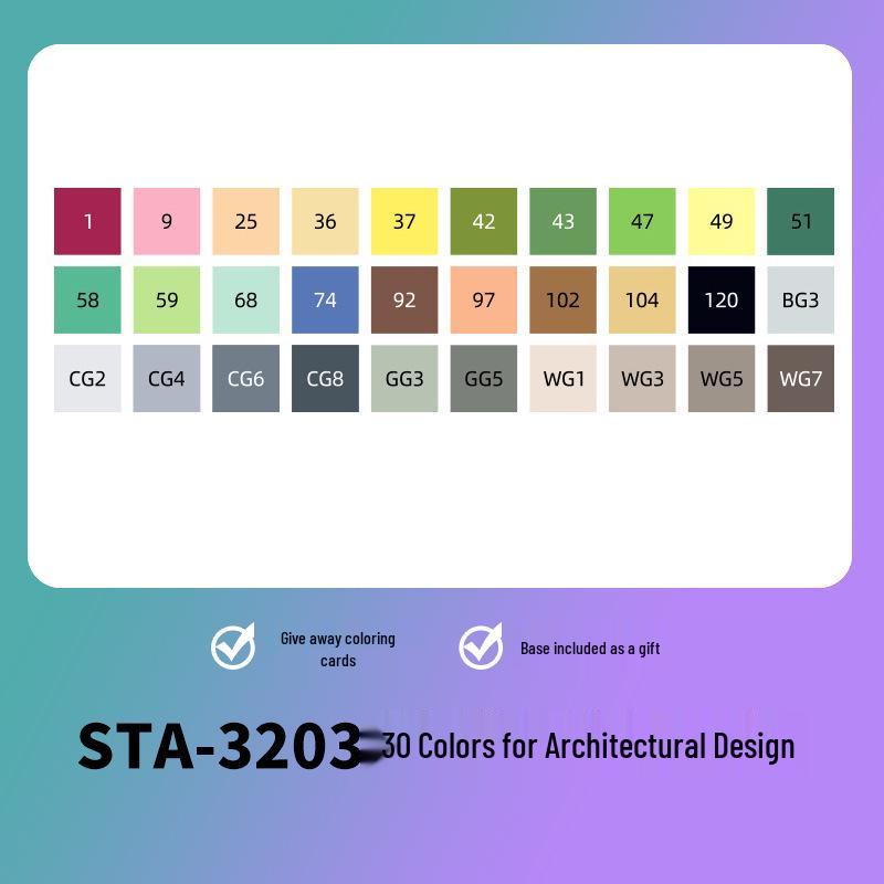 Sta 3203 Double-Ended Quick-Drying Oil-Based Marker Pen Set for Student Art & Indoor Design