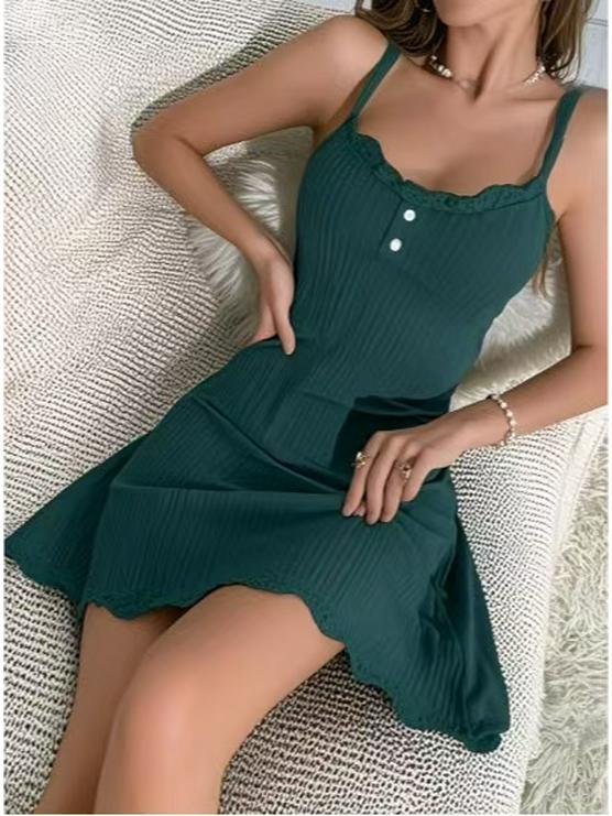 Přeshraniční krajková noční košilka: Evropský a americký módní sexy ležérní zeštíhlující prodyšný design