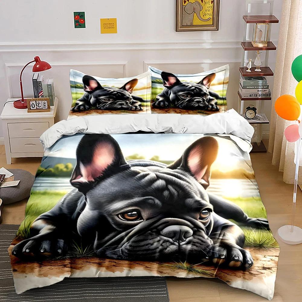Cute Pug Print Bedding Set Sports Enthusiast 1 Duvet Cover 1/2 Pillowcases Adult and Children Bedding Set Luxury Gift