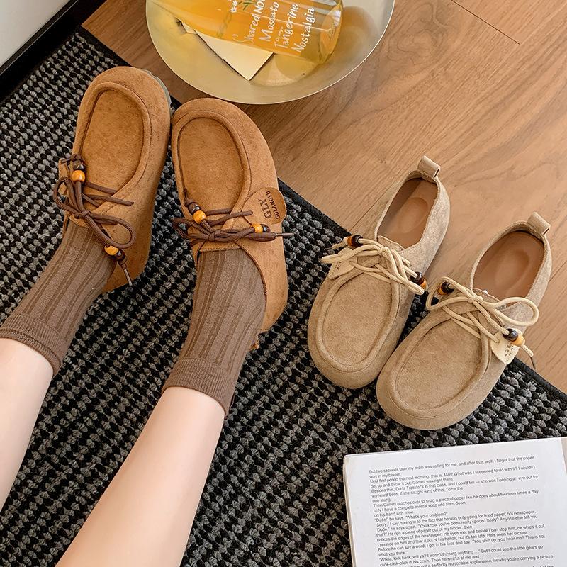 Birkenstock shoes women's 2025 new autumn platform single shoes women's soft sole flat shoes retro versatile with skirt women's shoes