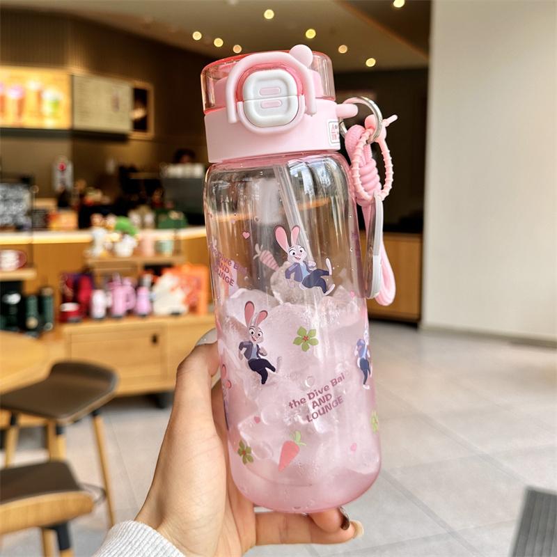 X&W for Zootopia Judy Nick Water Bottle 750ml Kids Straw Cup Tritan Portable Summer Outdoor Travel Water Bottle for Student Gift