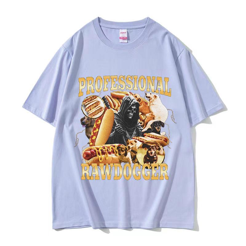 Professional Rawdogger Sausage Dog Funny Meme T Shirts Mens Vintage ONeck Fashion Oversized Cotton Tshirt Unisex Streetwear