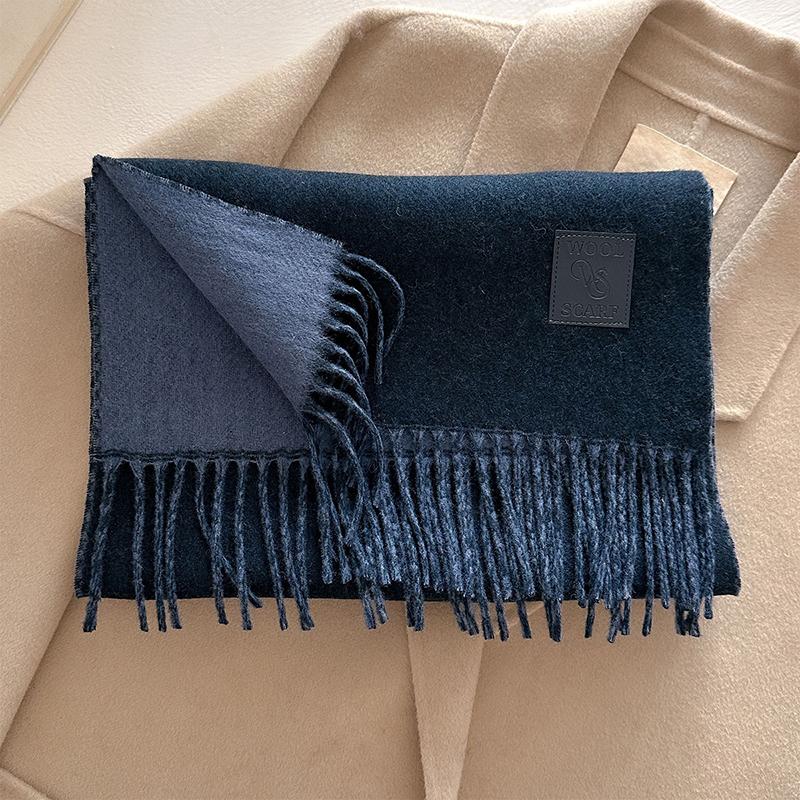 Winter Wool Scarf For Women Long Warm Cashmere Shawl Wrap Solid Lady Scarves Hijab Female Pashmina Bandana Head Scarves Stole
