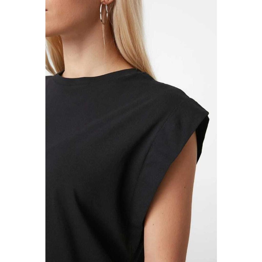 Tricou tricotat alb-negru, 100% bumbac, cu aspect de vată