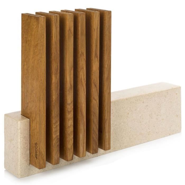 Portacoltelli - ARCOS - Petra - Pietra Calcarea - Legno di Quercia - 280 x 364 x 78 mm