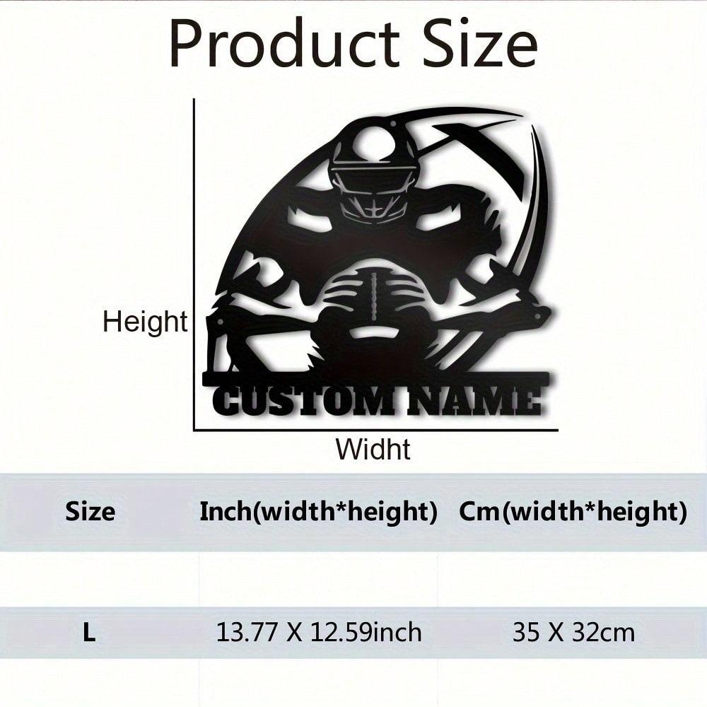 Custom American Football Metal Wall Art Sign Wrought Iron Decor Personalized Name Plate For Home Office