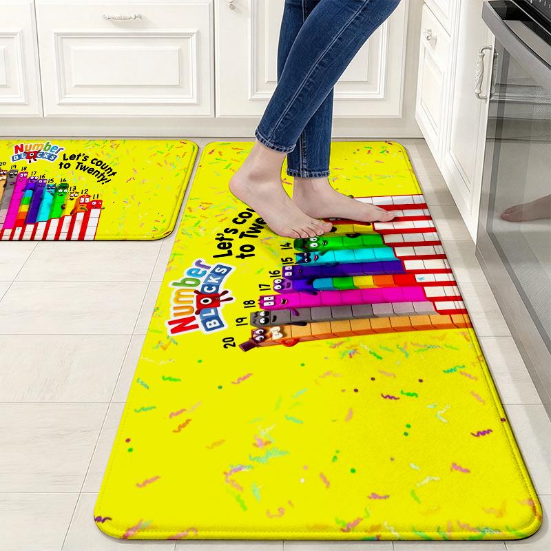 Numberblocks Flannel Kitchen Mat Christmas Soft Area Rug Non Slip Floor Carpet Home Decoration