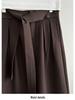 LUXI Women's Retro Lace-up Pleated Wide-Leg Pants - Autumn Casual Straight-Leg Long Trousers