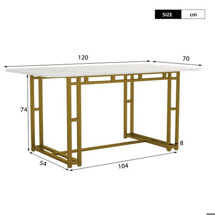 Table de salle à manger - MUVOE - 120x70cm - 4 chaises en velours gris - Pieds en métal doré - Élégance moderne