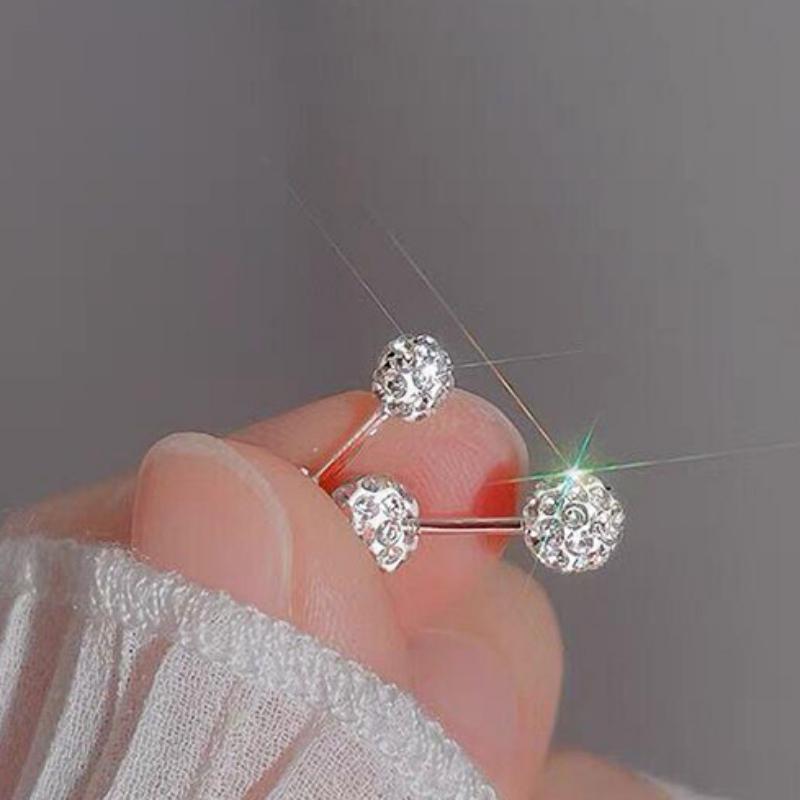 Double-headed Diamond Earrings for Men and Women, Fashionable Twist-on Buckle, Anti-round Beads, Shambhala Ear Bone Studs, Ear Piercings